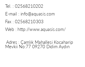 Aquasis De Luxe Resort & Spa iletiim bilgileri